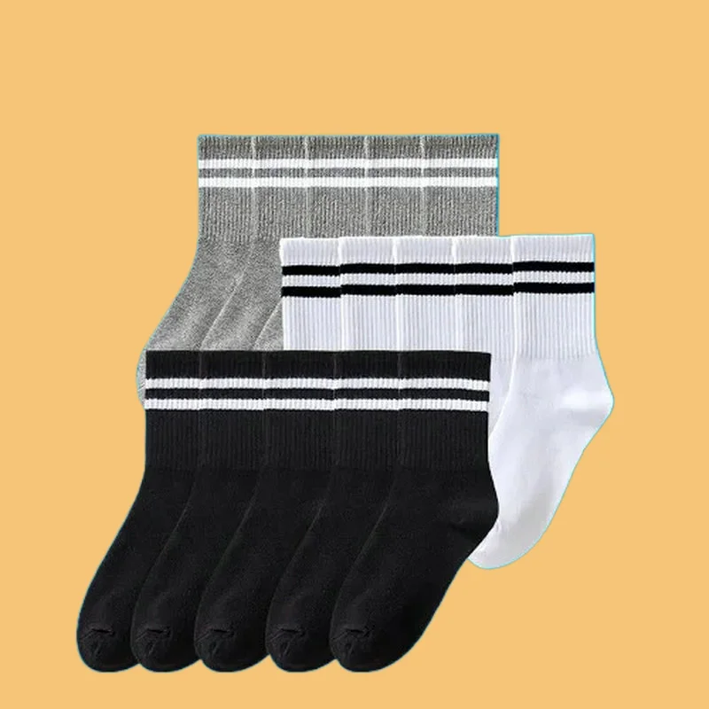 

15/30 Pairs Short Socks Breathable Comfortable Casual Socks Women Parallel Bars Trendy Versatile Black White Gray Mid Tube Socks