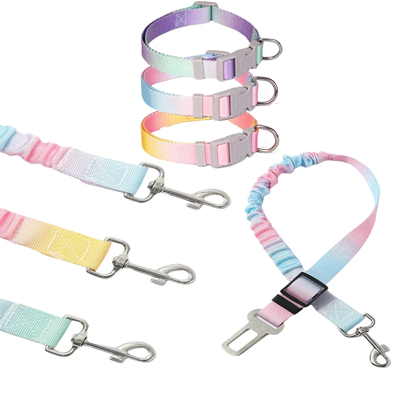 مقود كلب السيارة قابل للسحب مع طوق 2 قطعة/المجموعة حزام أمان السيارة قابل للتعديل مضاد للمضغ ومرن متين للسفر الآمن للحيوانات الأليفة