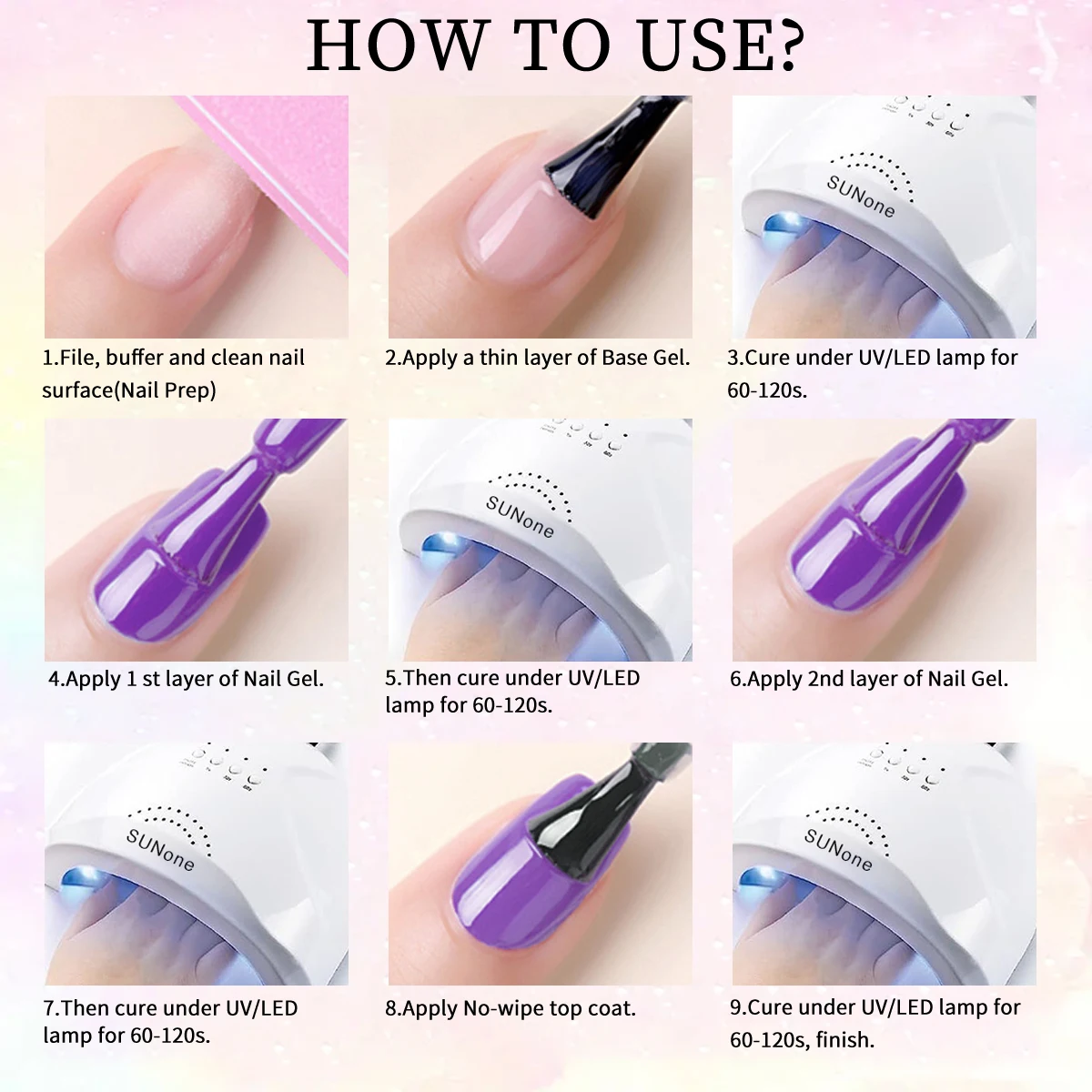 6-Piece Gel Nail Polish Set - Glitter & Shimmer Series, Semi-Permanent Dip/LED Clear for Nail Art Designs