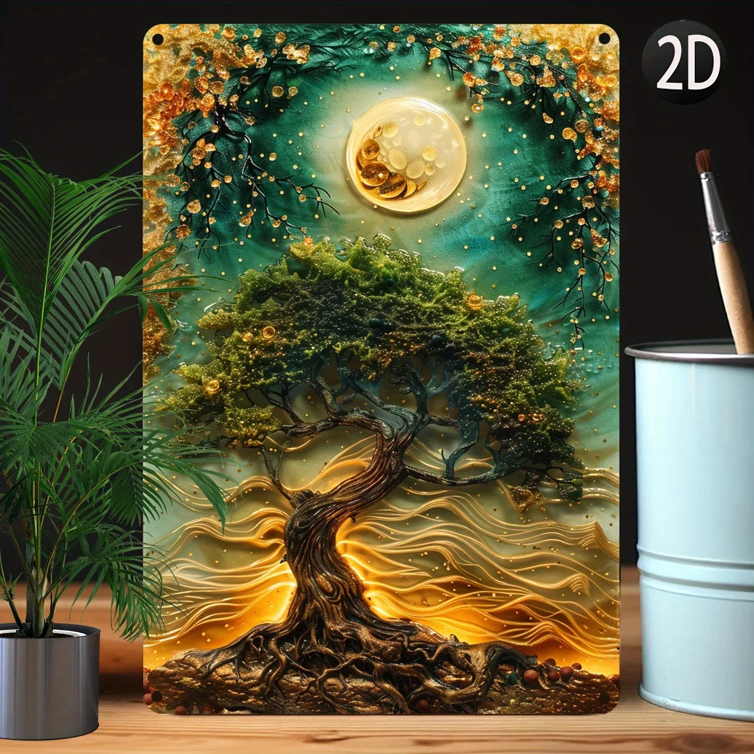 1Pc 8x12 Inch (20x30cm) 100% Aluminum Metal Signs Tree of Life Spring/Summer Decor Moisture Resistant Higher Bending Resistance