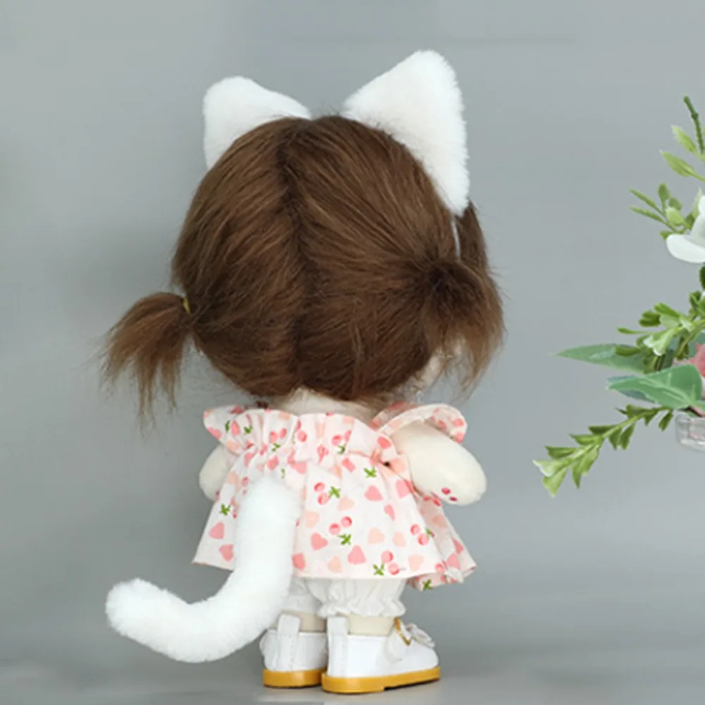 Headband 20cm Plush Doll Headwear Cat Ear Hairy Tail Doll Cat Ears Tail Dress Up Cosplay Cotton Doll Animal Ear