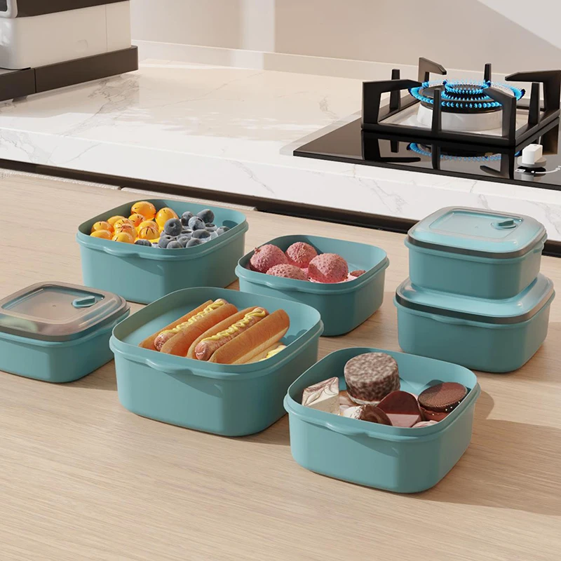 Contenedores cuadrados de almacenamiento de alimentos con tapa, nevera, carne, verduras, caja organizadora de mantenimiento fresco para almacenamiento de cocina