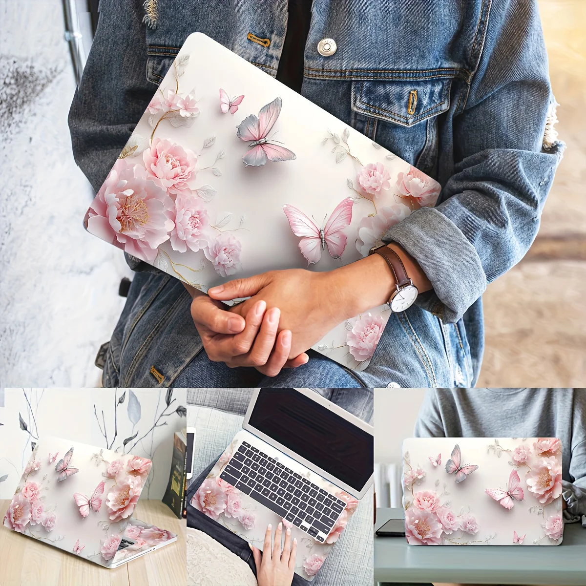 

2 butterfly patterned laptop art sticker protective cases, universal netbook sticker laptop waterproof and scratch resistant