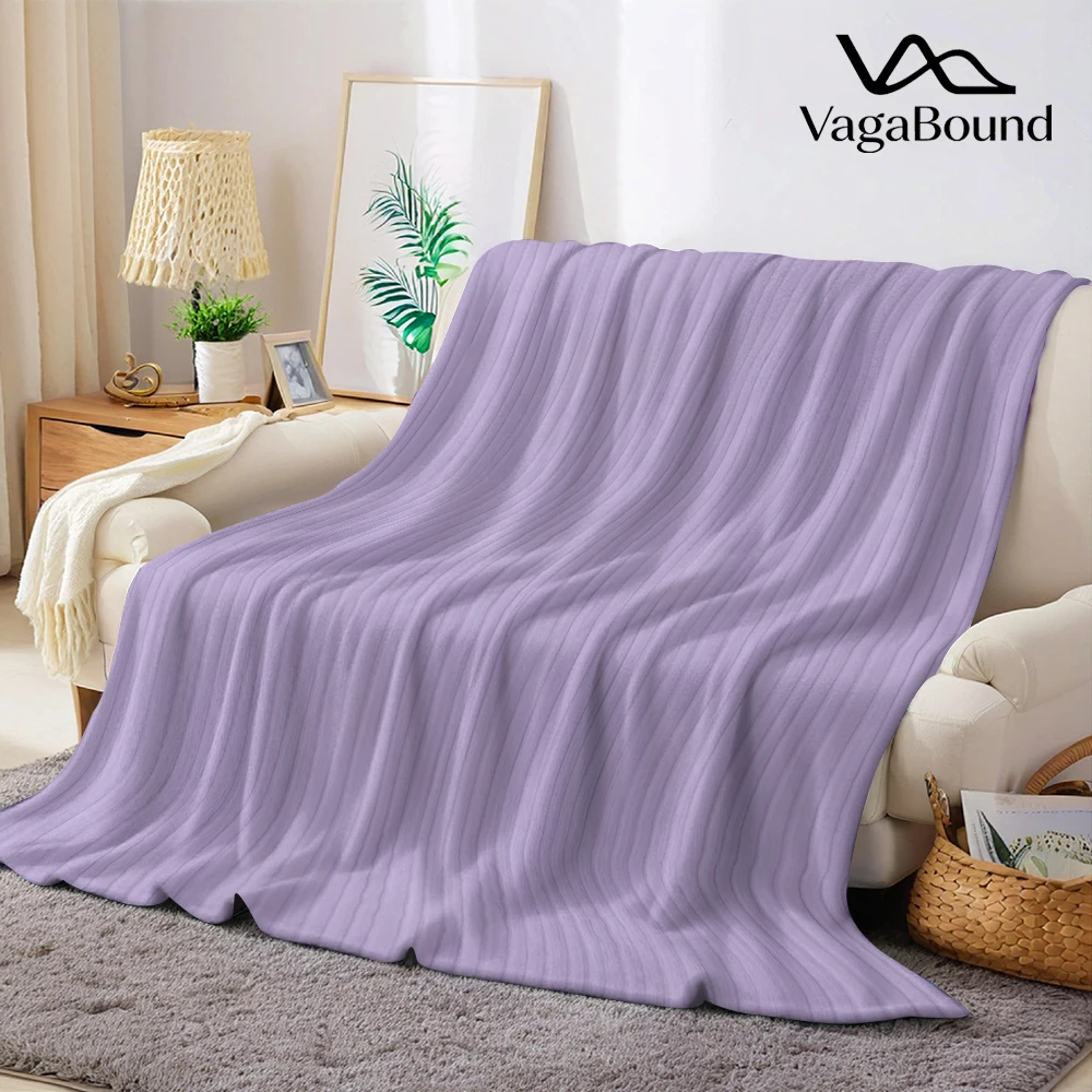 Lilac Ribbed Texture Super Soft Flannel Blanket Fuzzy Warm Throw Blanket for Bed Couch Cozy Plush Bed Cover All Season