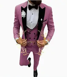 New 2024 Suit Men's Suit 3-piece Peaked Lapel Slim-fit Formal Business Groomsman Suit Groom's Wedding Dress Costume Homme