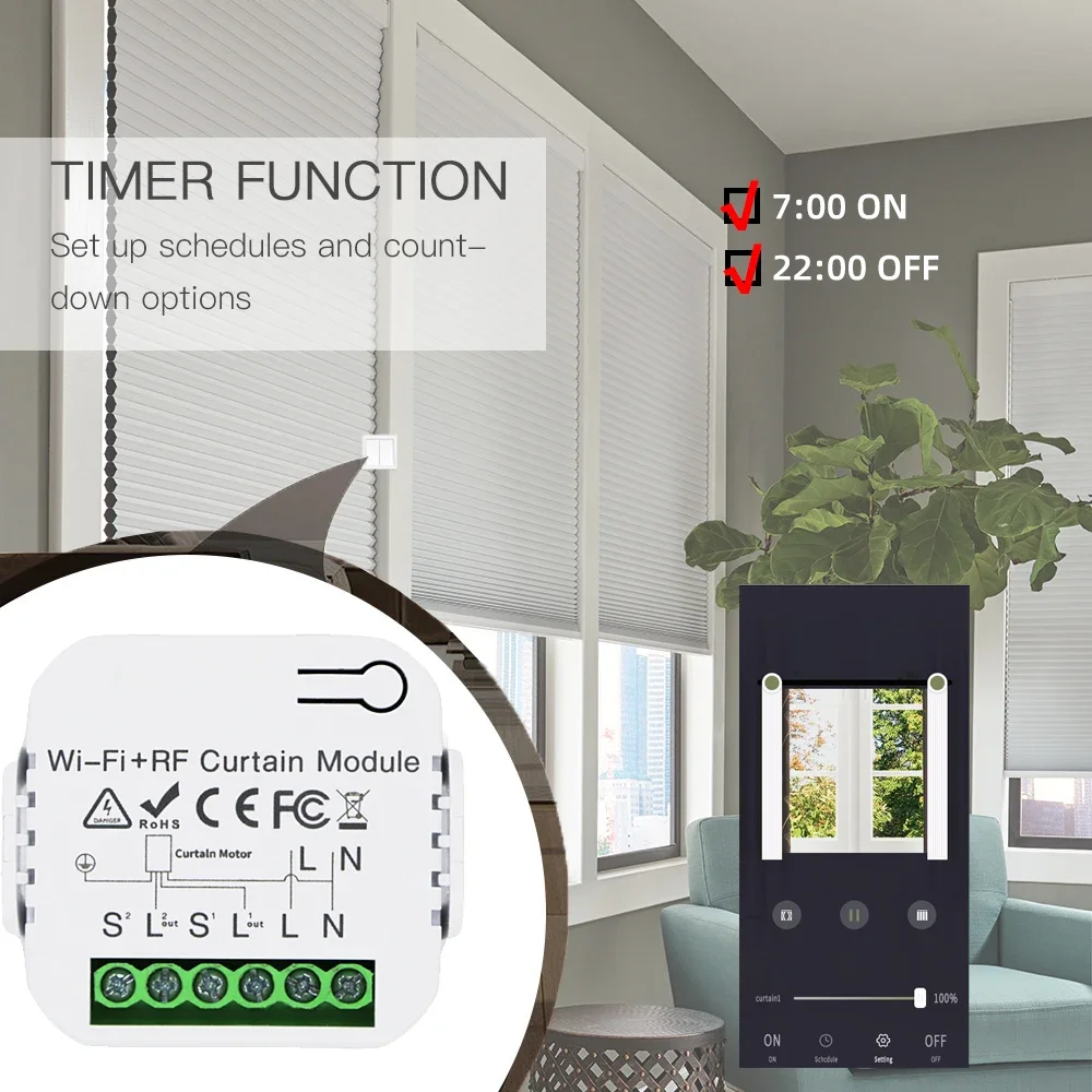 Tuya WiFi Smart Curtain Switch Module RF telecomando Wireless per Blind/Garage/Gate/Motor 110V 220V funziona con Alexa Google