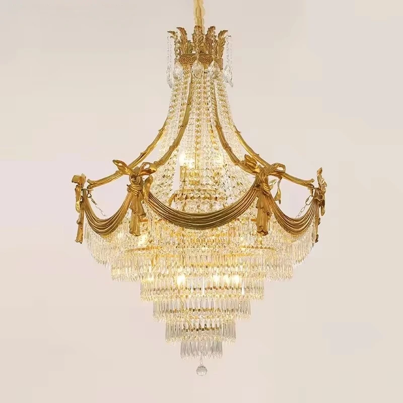 European Villa Foyer Pendant Lighting Elegant French Empire Crystal Chandelier Wedding Decorative Chandelier