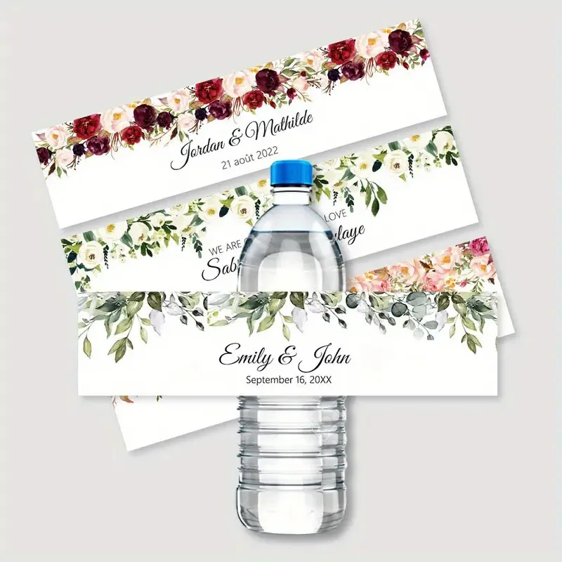 

20/50/100pcs Custom Personalized Name & Birthday Water Bottle Stickers (For Wedding, Baptism, Party Decorations)