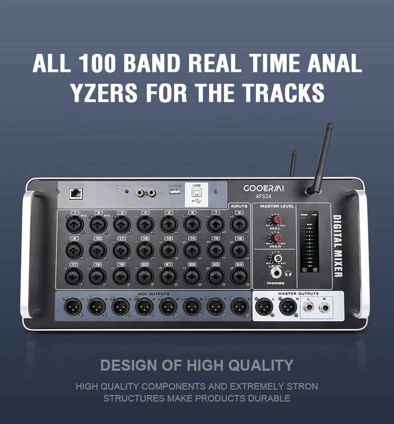 ASF24 Mixer audio professionale per rack digitale a 24 canali Mixer DSP con console di registrazione WIFI