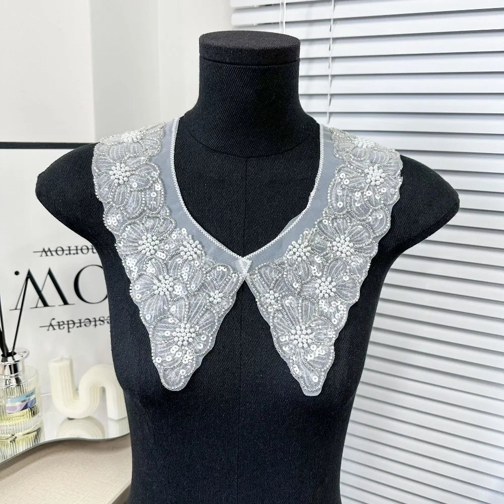 

New Diamond Embroidery Women's Lace Collar Fake Collar Lace Up Shawl Front Placket Collar Cloak Fake False Collars