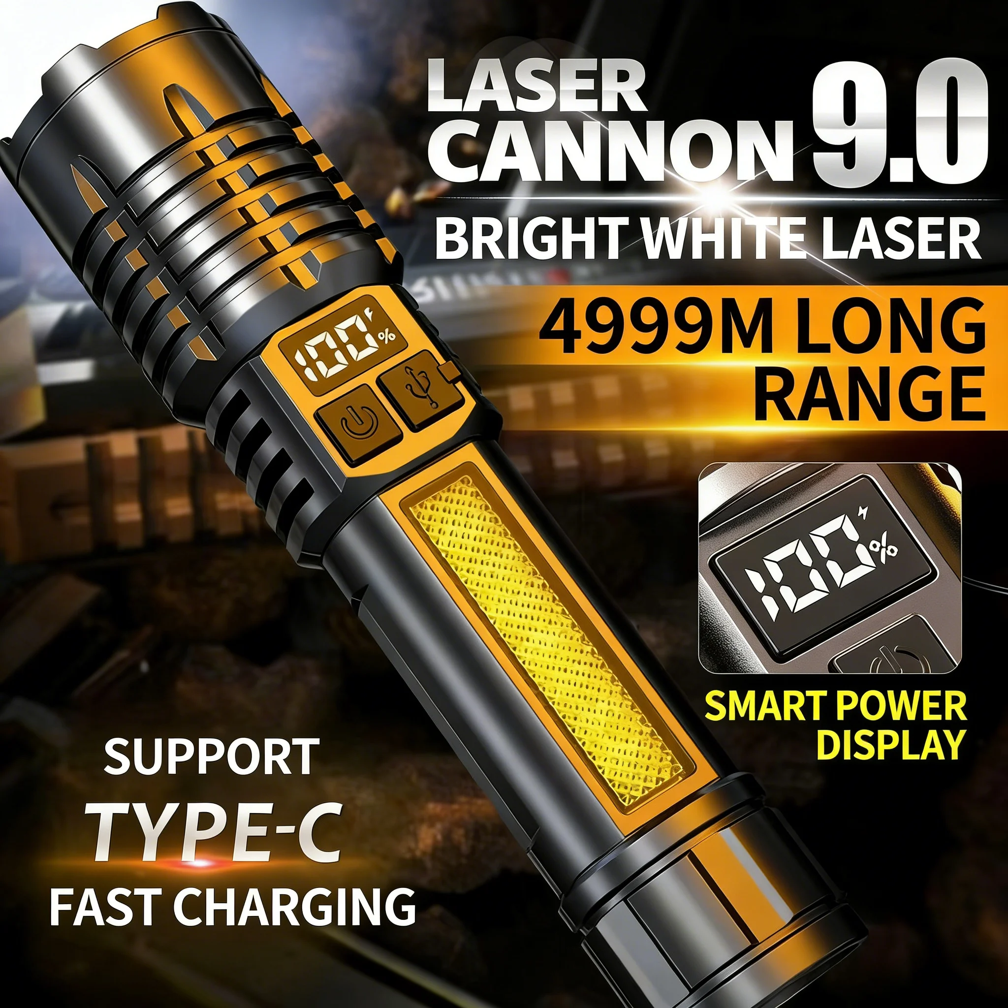 Portable High Powerful LED Flashlight TYPE-C Rechargeable COB With Side Light Torch For Outdoor Camping Hiking