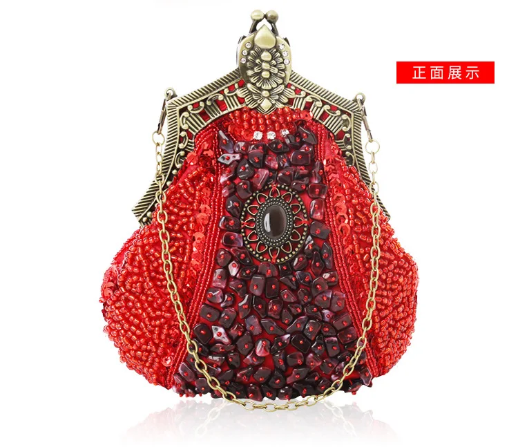 NONE Retro Pearl Beaded Evening Clutch Bag Gold 4