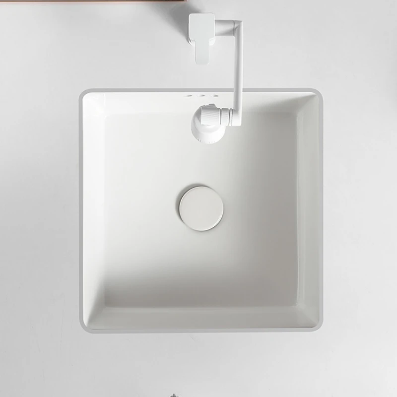 Square Flat Bottom Drop-in Sink Embedded round Wash Basin Household Small Size Balcony Ceramic Washbasin Single Basin