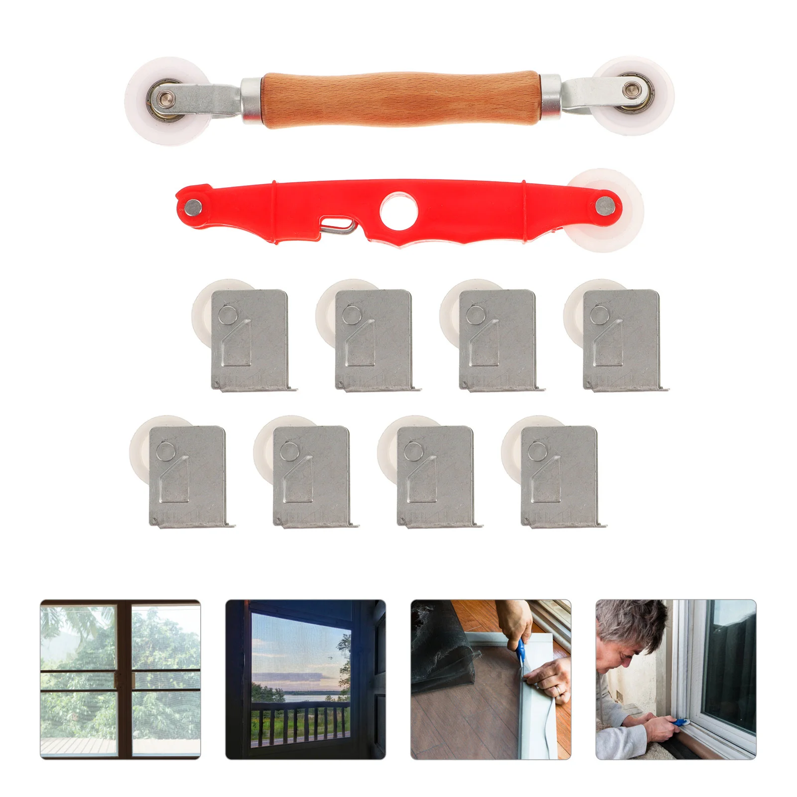 

1Set Window Screen Repair Tool Kit Spline Roller Remover Hook Durable Practical for Door Window Glass Sealing Strips Replacement