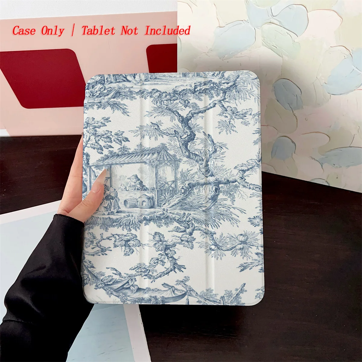 Elegant Blue Sketch Forest Garden Print iPad Case For Apple iPad Pro 12.9 Air 3 Mini 5 9th Gen Slim Anti-Scratch Cover