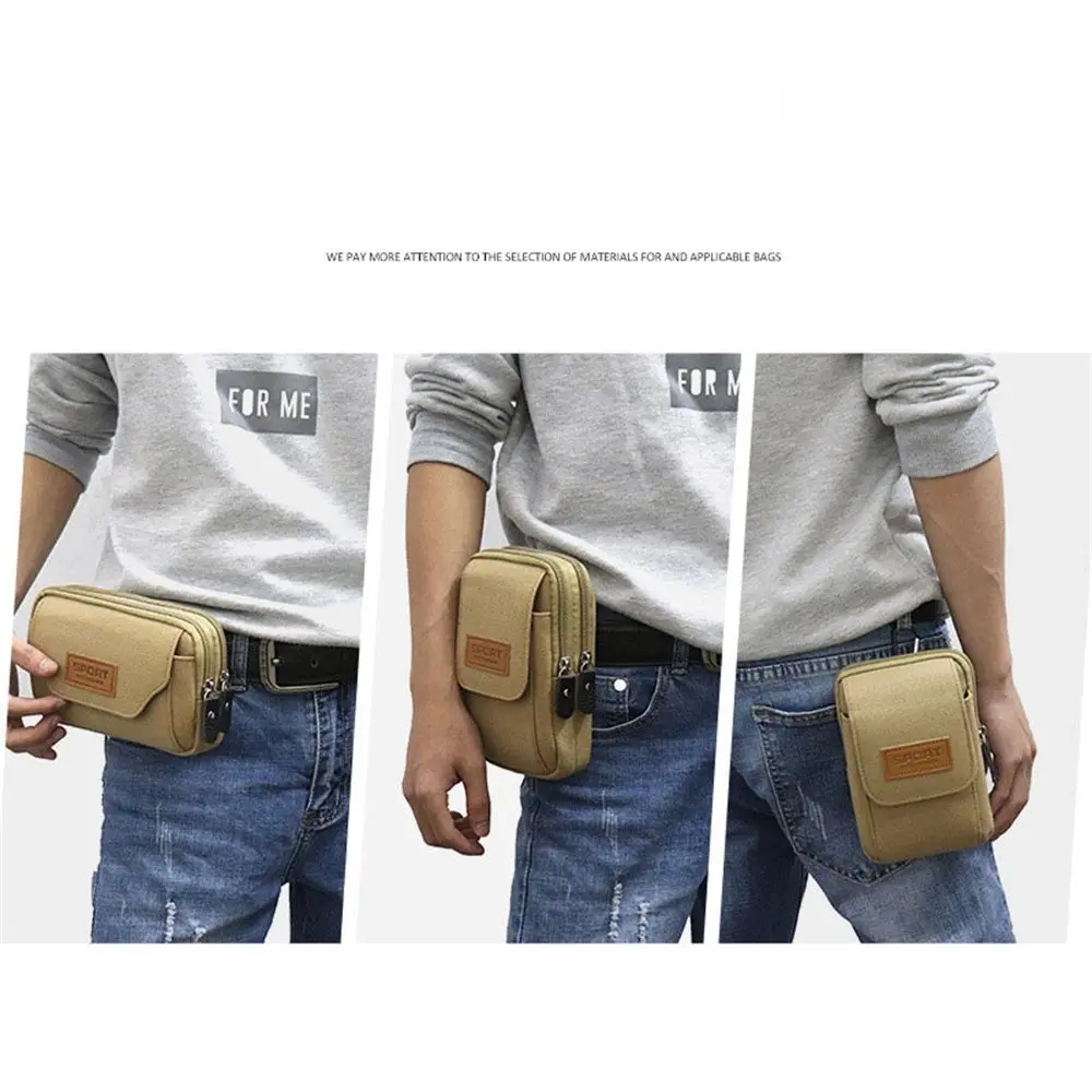 Universal Canvas Waist Bag Wallet Case Belt Bag for Phone Cellphone Pouch Pocket Handbag Outdoor Waist Fanny Pack