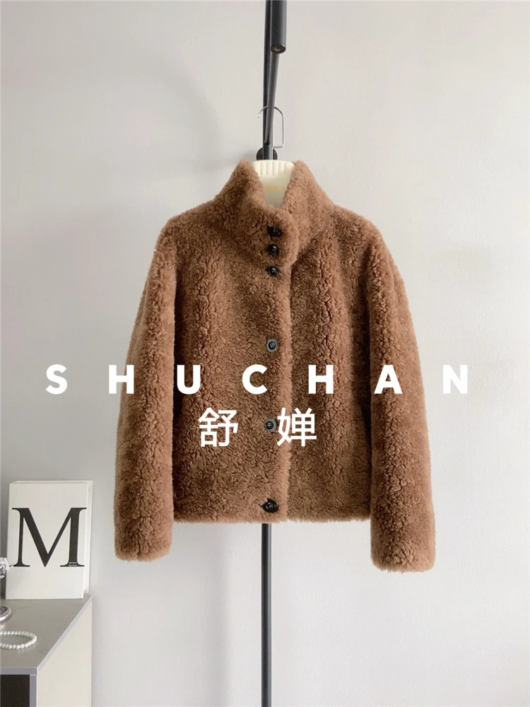 100 % Wollmantel für Damen, neu, warm, Schafschur, Stehkragen, Herbst und Winter, neu, Abrigos Mujer Invierno 2025 Nu de Pluma