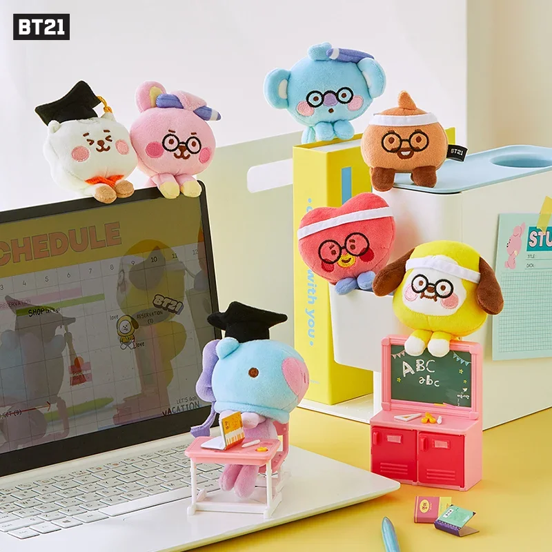 Line Friends Original Creative Bt21 Plush Doll Computer Screen Decor Anime Kawaii Koya Cooky Shooky Mang Stuffed Ornaments Gifts