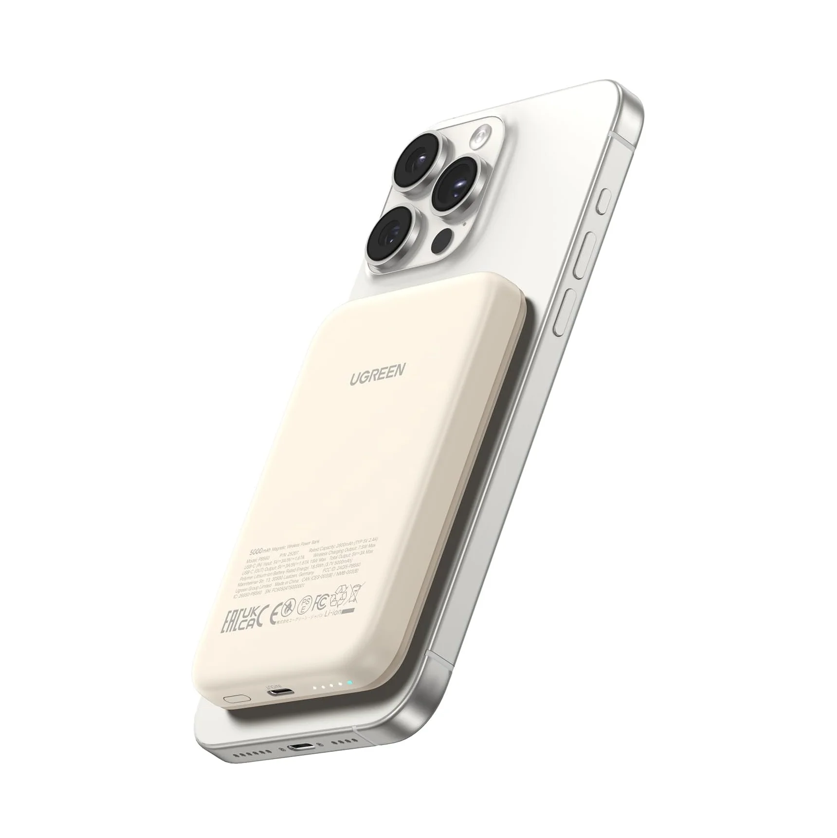 Магнитный портативный зарядный блок UGREEN Power Bank 5000 мАч, тонкий, 15 Вт, беспроводная зарядка, для серии iPhone 15 Магнитный портативный зарядный блок UGREEN Power Bank 5000 мАч, тонкий, 15 Вт, беспроводная зарядка, для серии iPhone 15