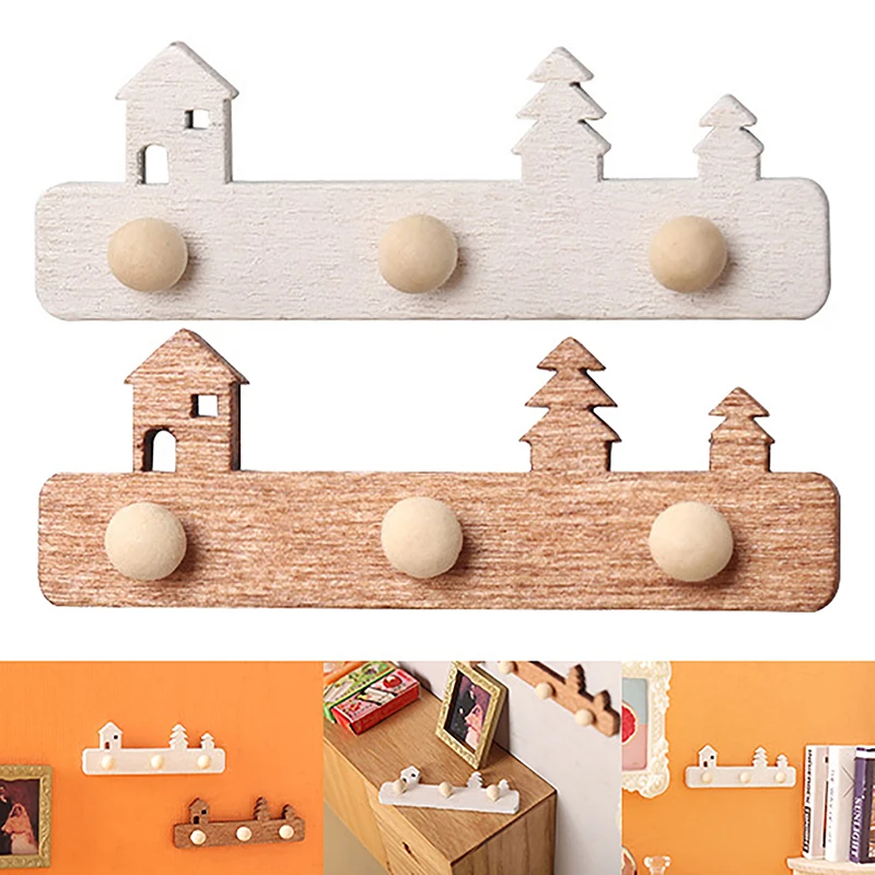 2Pcs/lot 1:12 Dollhouse wooden Miniature Wall Mount Rack Hanging Shelf Storage Stand Furniture Model Christmas Decor Toy