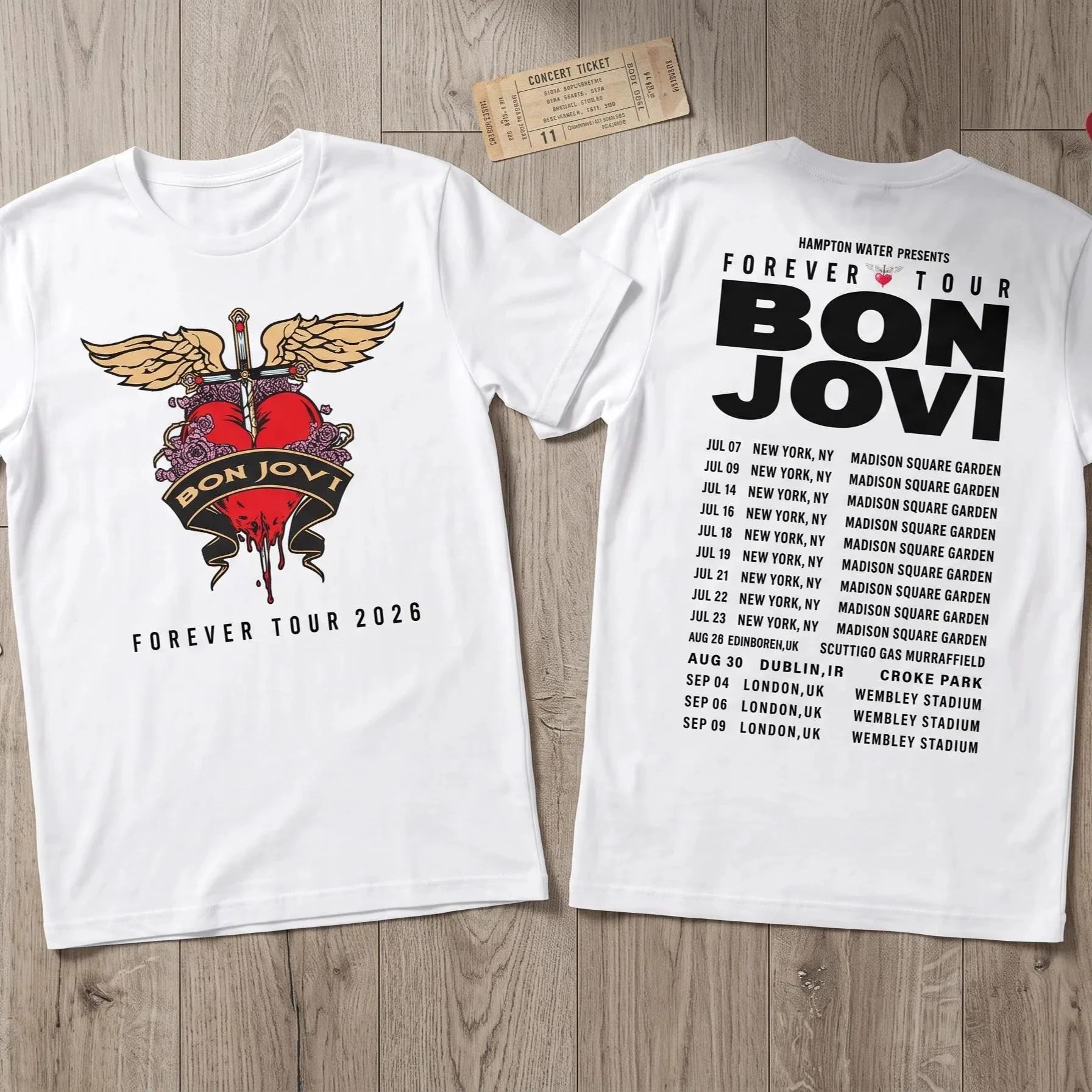 Bon Jovi Forever Tour 2026 T‑Shirt Retro Rock Band Double‑Sided Graphic Print Unisex Casual Short Sleeve Fan Concert Tee Tops
