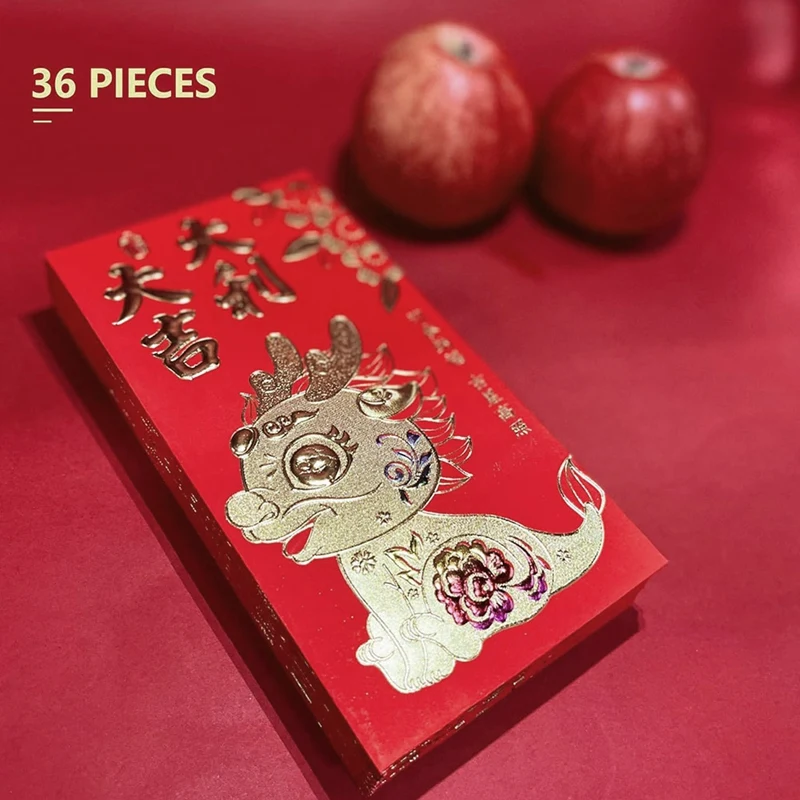 36 Stück chinesische rote Umschläge 6,5 neues Jahr, chinesische Umschläge für Geld 3,5 Drachen Mond Neujahr, 6 Designs, x Zoll