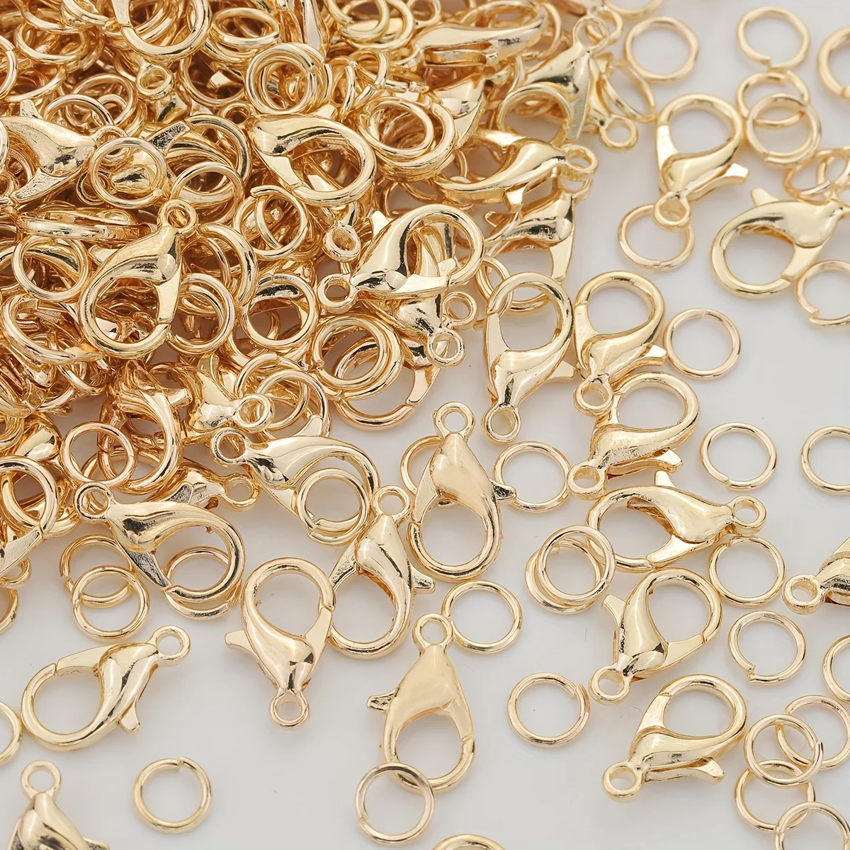 50/100pcs 12*8/5mm KC Alloy Gold Lobster Clasp Open Ring Set Handmade DIY Jewelry Making Beaded Keychain Accessories