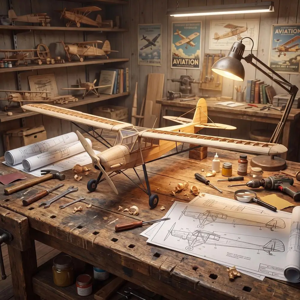 FI-156 500mm Vintage Balsa Wood Model Kit Laser Cut Static Aircraft DIY Display with Box view 3