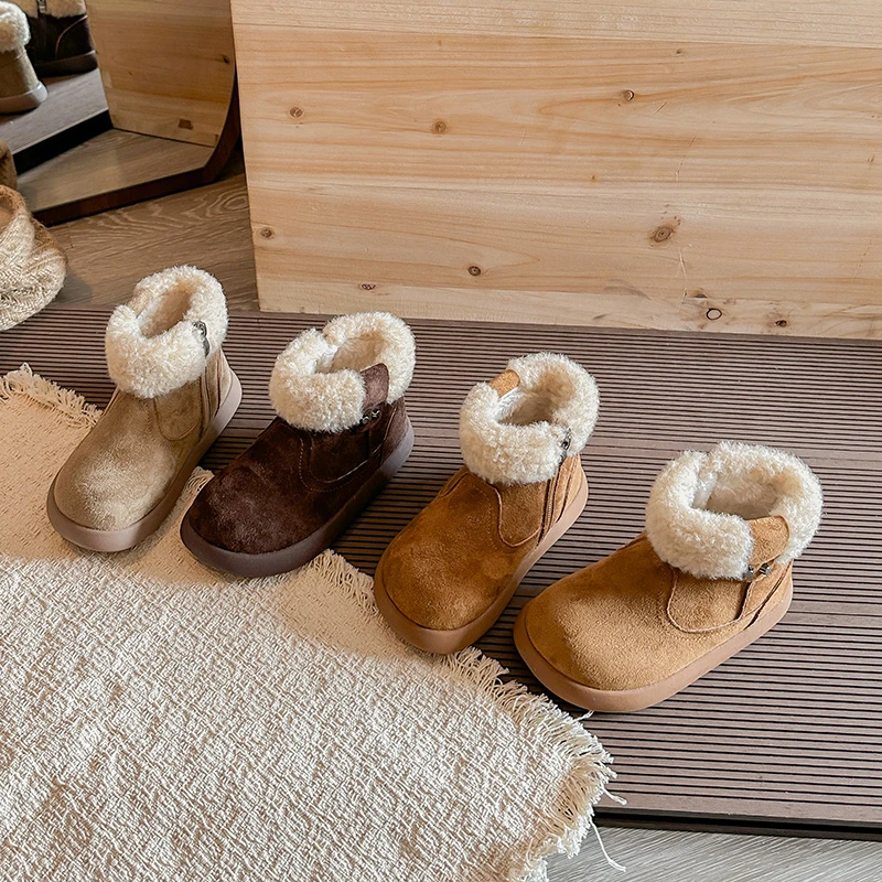 Children Short Boots for Girls 2025 Winter New Fashion Korean Style Soft Bottom Anti-slippery Versatile Princess Cottom Shoes