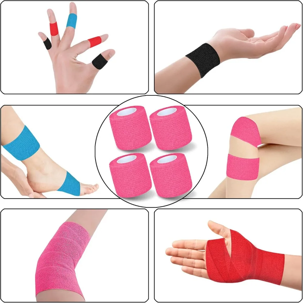 Self‑Adhesive Cohesive Bandage, 5cm X 4.5m Elastic Non‑Woven Sports Wrap Tape, Breathable Waterproof Bandage for Finger, Sports & Pet Use, 1 Roll, Pink