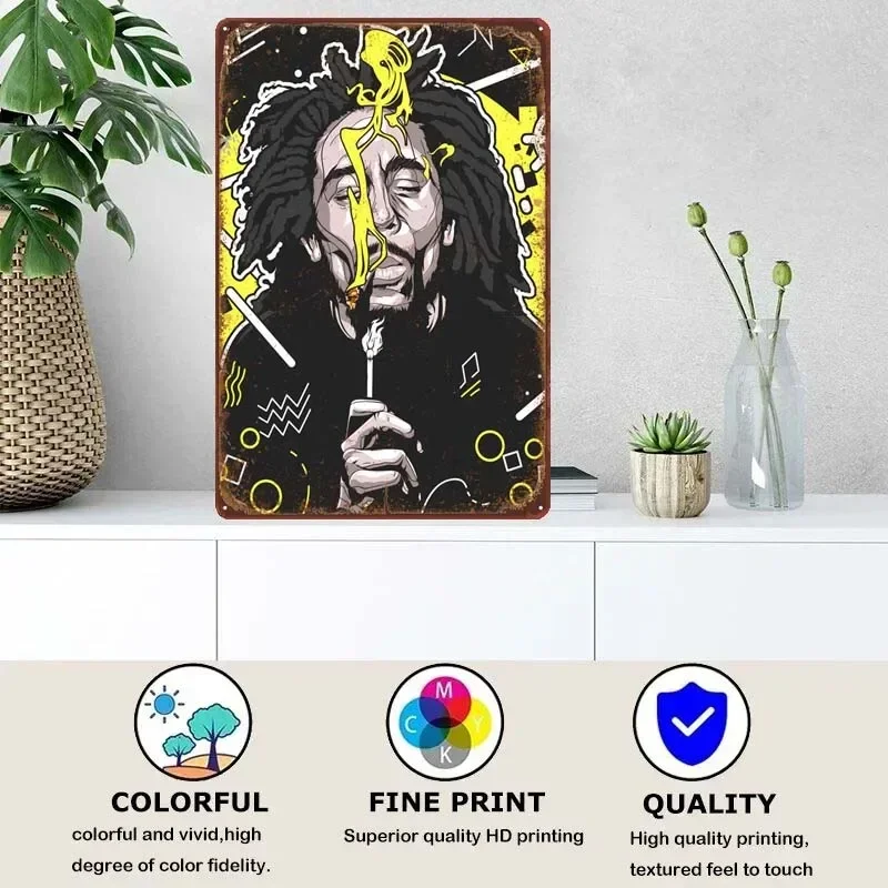 Metal Signs Customized Metal Wall Art Mural Marley Vapor Wave Aethetic Poster Retro Tin Signs for Bar Garage Wall Art Decoration