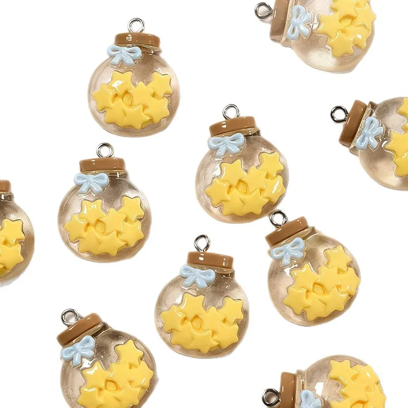 10Pcs Cute Simulation Glass Star Bottle Resin Dangle Charms DIY Handmade Necklace Earring Keychain Accessories - view 6