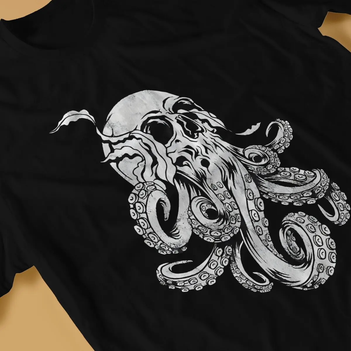 Octopus Skull Cthulhu Man\'s TShirt Kraken O Neck Tops 100% Cotton T Shirt Humor High Quality Birthday Gifts