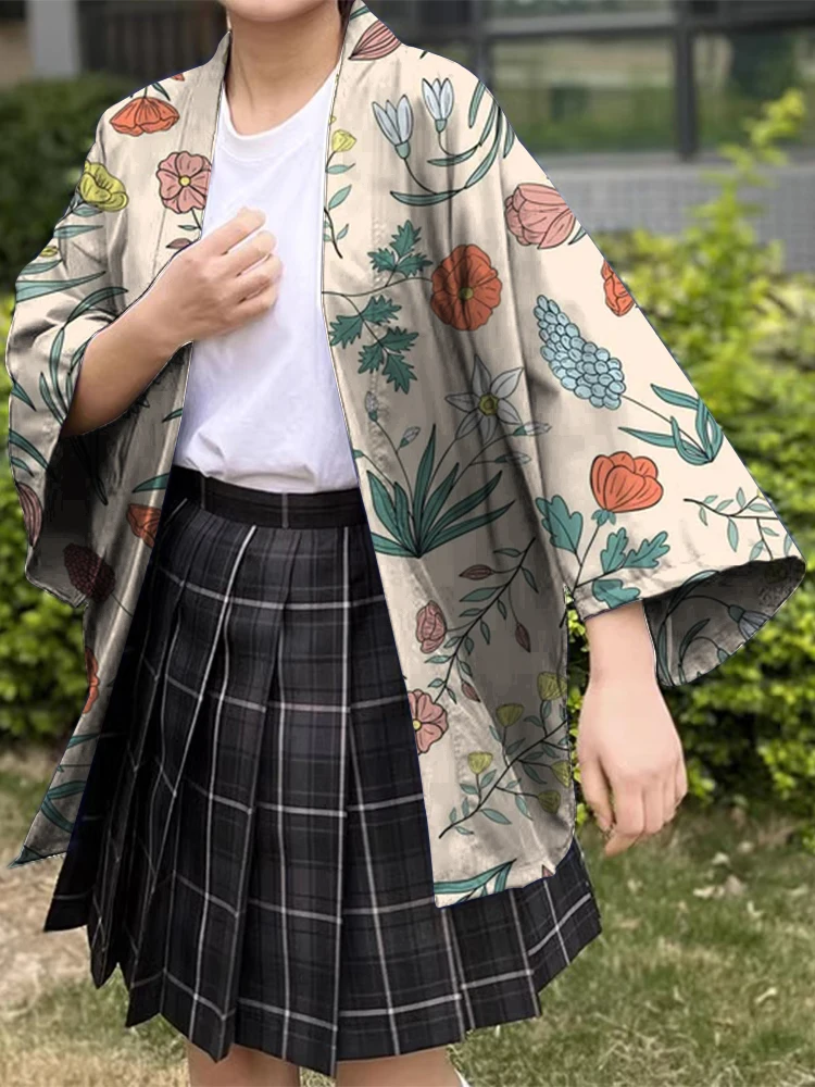 Zomervakantie bedrukt Japans kimono Aziatisch kostuum - Casual vakantiemode dameskostuum voor cosplay of grote maten aankleden