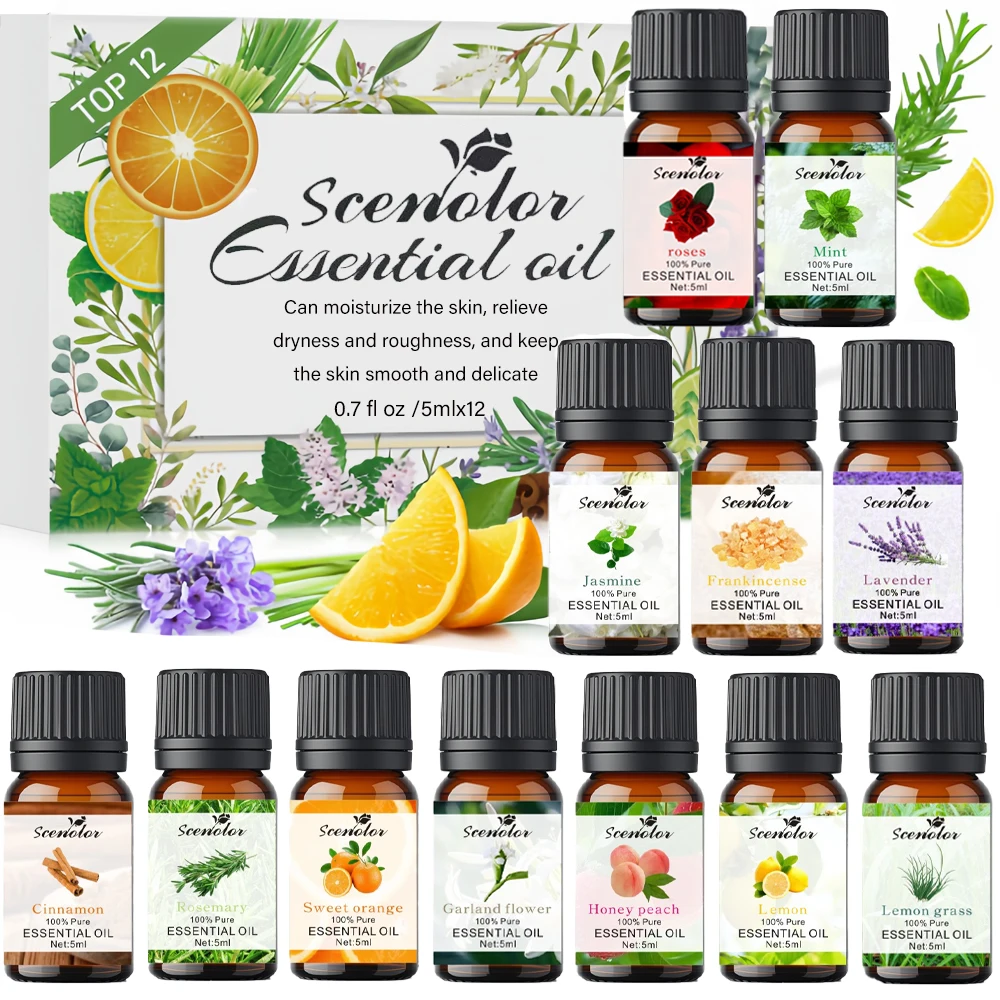 

12*5ML Essential Oils for Diffuser Oil, for Perfume, Humidifiers, Fragrance Oil Scent for DIY Candle , Perfect for Parties Gift