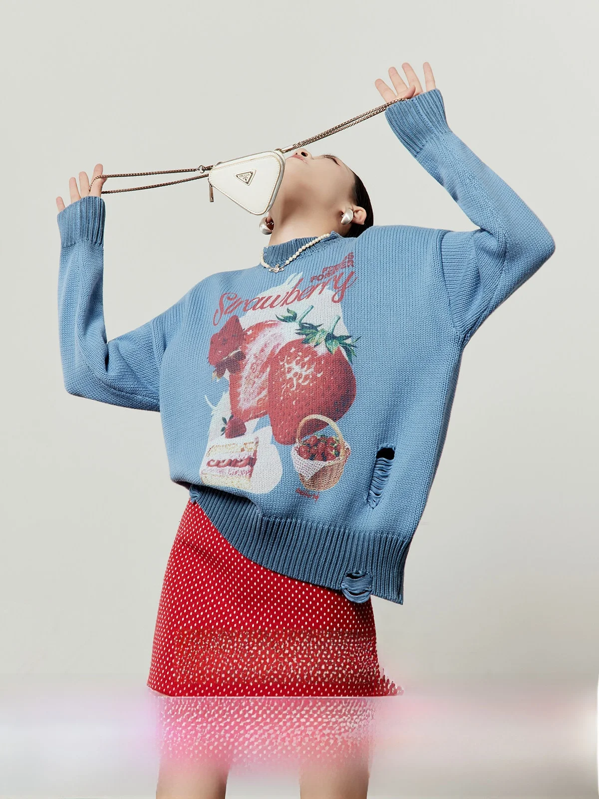 

Женская свободная футболка с длинным рукавом и принтом Stberry Blue, весна 2026, новинка, повседневный стиль, эксклюзив онлайн