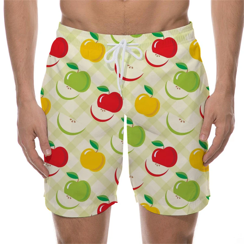 Pantalones cortos de playa con patrón de frutas Harajuku para hombre, bañador Hawaiano con estampado 3D, tabla de surf, bañador de verano