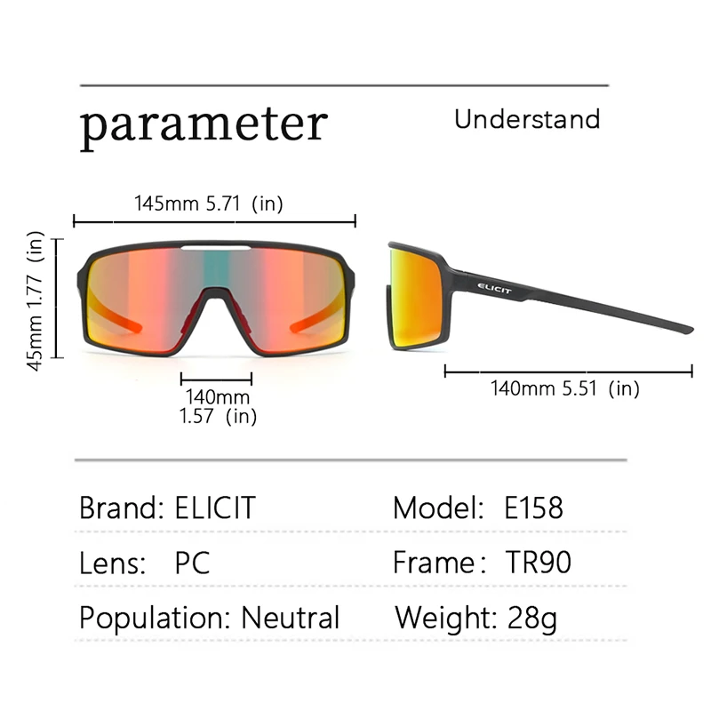 Elicit UV400 Cycling Sunglasses Mountain Bicycle Gafas Glasses For Men Women Photochromic Polarized Clear Anti-fog Lens Can Choo