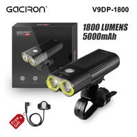 GACIRON V9DP 1800Lumens Bicycle Front Light Bike Accessories IPX6 Waterproof 5000mAh Rechargeable Flashlight Bike Headlight