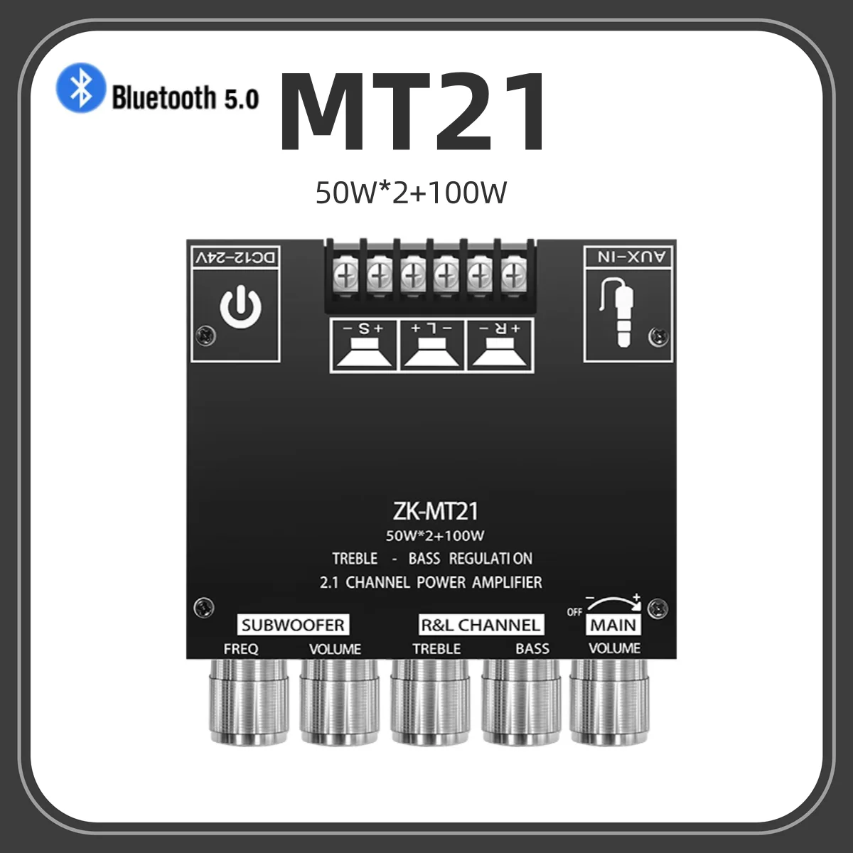 

ZK-MT21 Channel Bluetooth 5.0 CS8673E 2.1 Subwoofer Amplifier Board 50W X 2+100W Power Audio Stereo Amplifier Board Bass AMP AUX