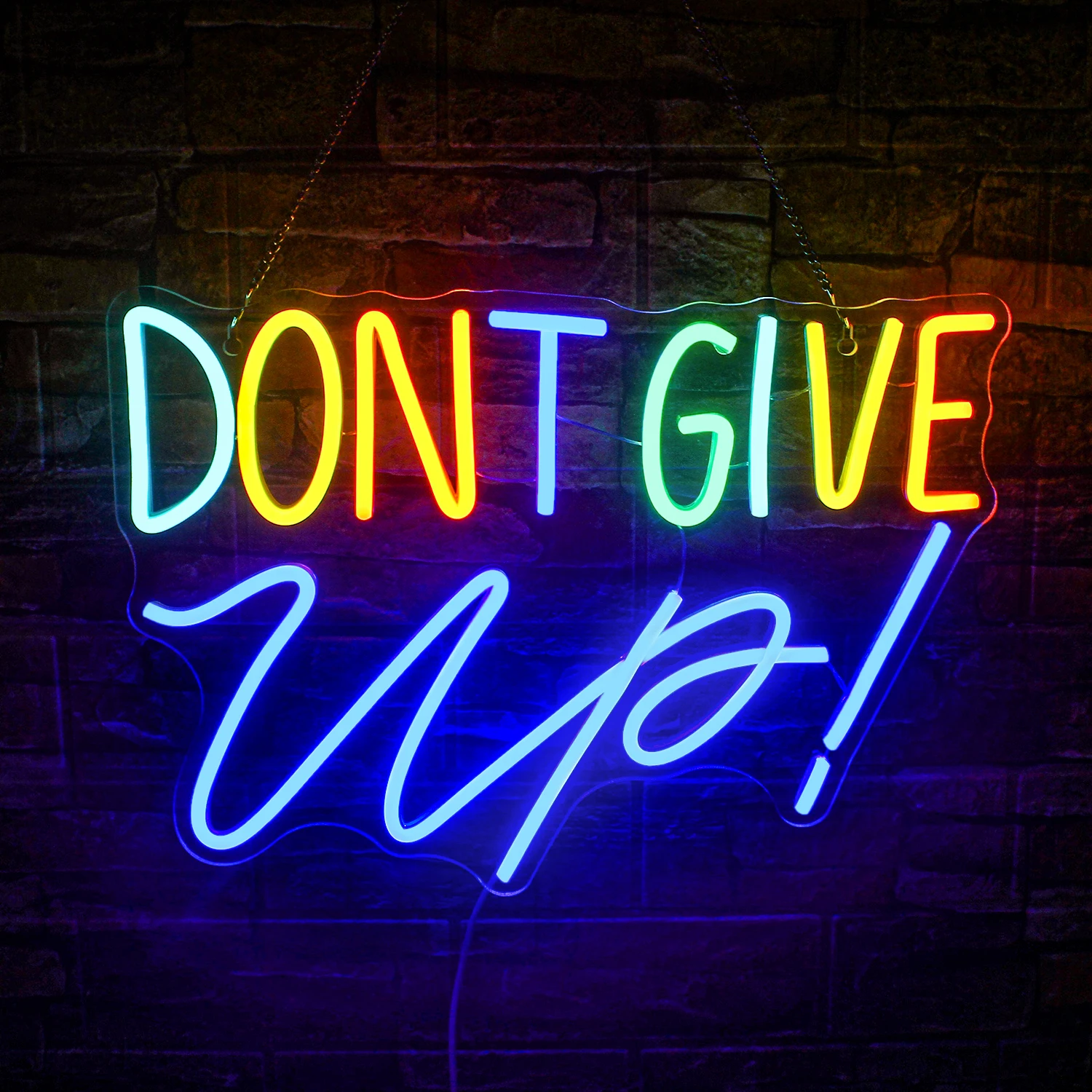 Don't Give Up letreros de neón, lámpara de pared artística regulable por USB, luces LED para gimnasio, dormitorio, hogar, bares, Club, Inspire Spirit, logotipo de señal