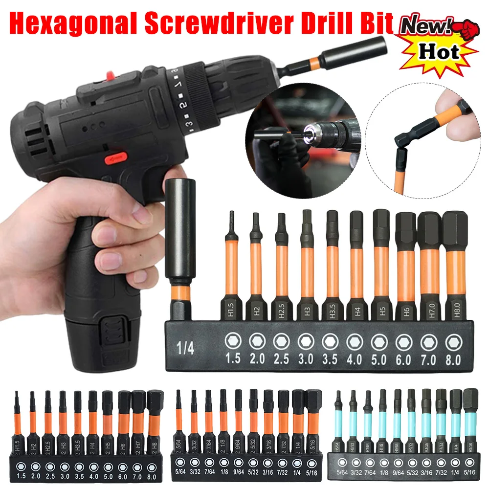 

Hexagonal Screwdriver Bit Impact Driver Bit Set Magnetic Screw Driver Screwdriver Bits DIY Power Tool Accessorie for Woodworking