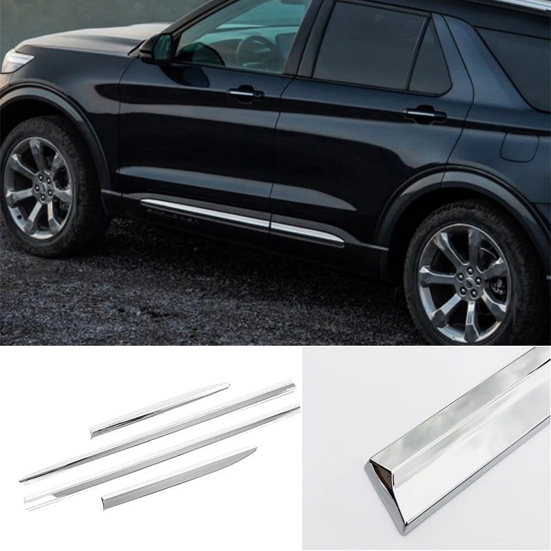 Car Accessories For Ford Explorer 2020-2023 ABS Chrome carbon Side Door Car Body Molding skirts scratch resistant Cover Trim