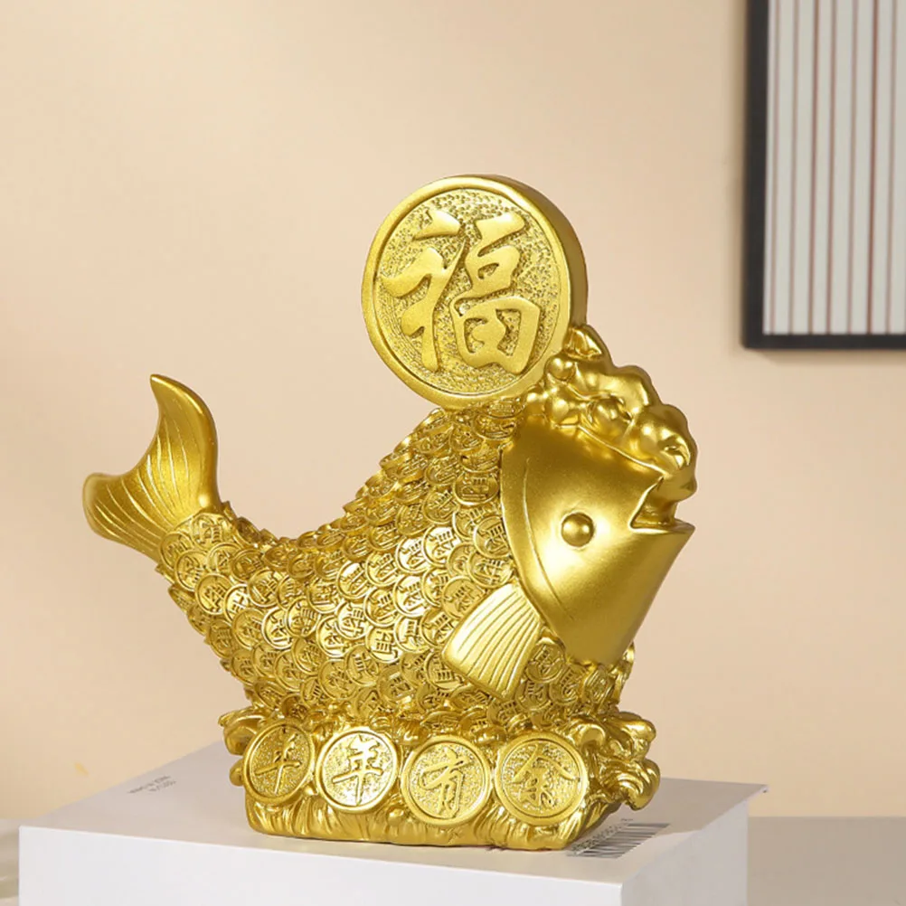 

1pcs Goldfish Resin Statue Ornament Desktop Decor Car Animal Figurine Artware Resin Statues