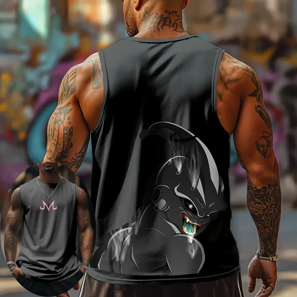 Dragon Ball-Chaleco sin mangas para hombre, camiseta sin mangas Majin Buu, verano, Anime, primavera y otoño, deportes, Fitness, correr, nueva camiseta sin mangas para gimnasio