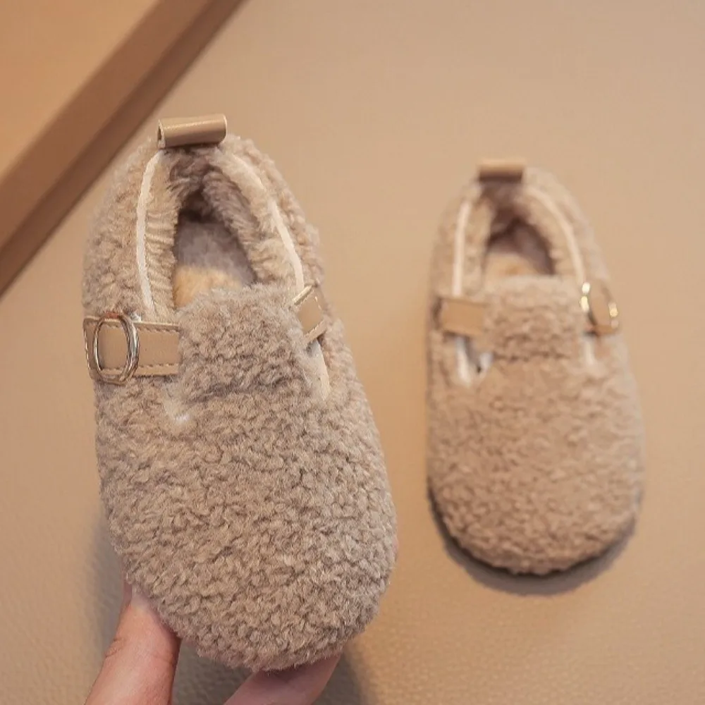 Fashion Simple Fluffy Cotton Shoes Soft Bottom Non-Slip Sole Children Shoes Cotton Lining Versatile Warm Shoes Daily Wear
