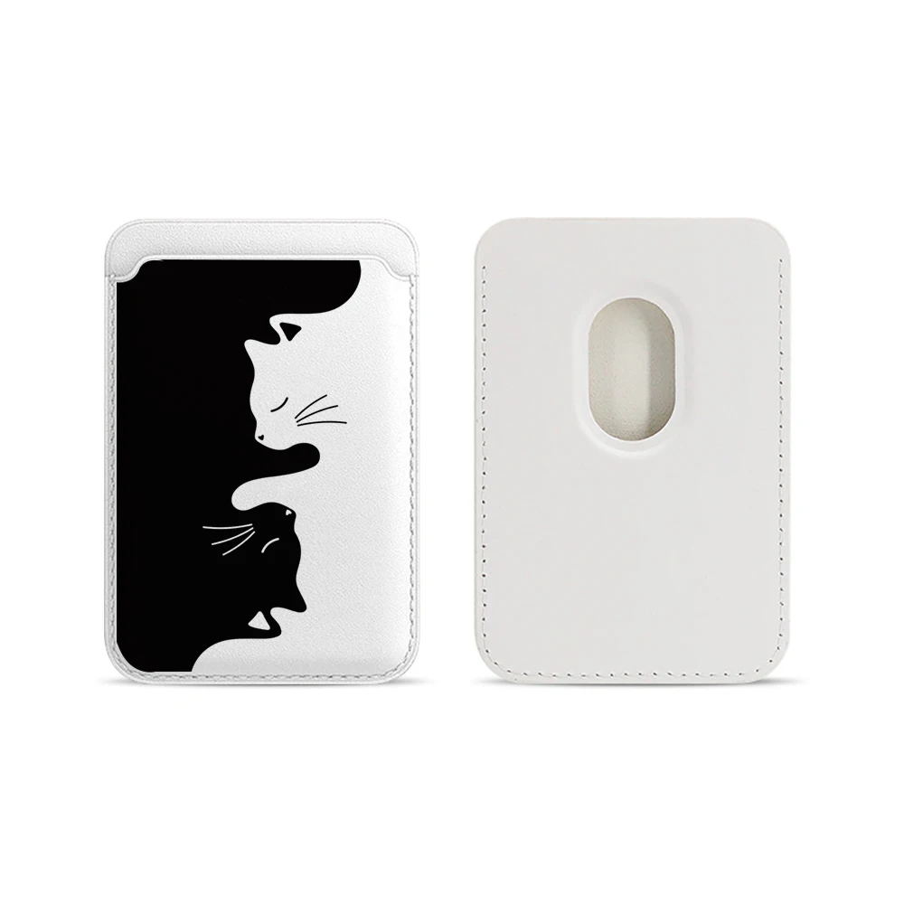 Kreative Katzen-Leder-Kartenhalterhülle für Magnetische Hüllen, Geeignet für alle iPhone Magsafe Karten-Handyrückseiten-Taschen – Detail 5