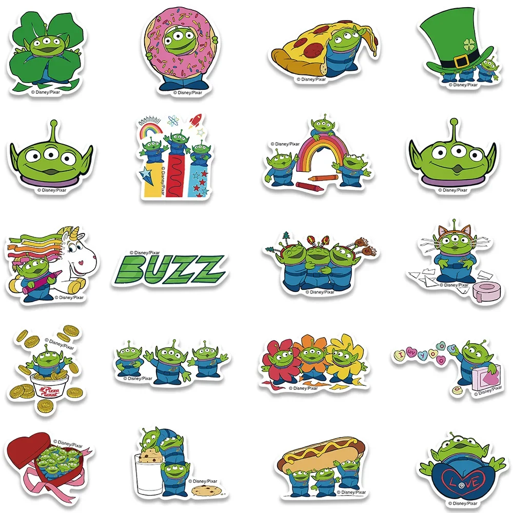 42PCS Disney Toy Story Alien Stickers Anime Decal Skateboard Laptop Motorcycle Cute Kawaii Cartoon Movie Sticker Pack Kids Toys