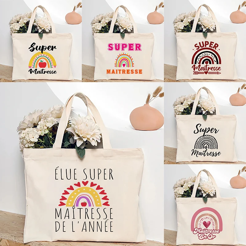 

Супер Maîtresse Appreciation Tote Bag, Радужный органайзер для покупок Cadeau Maitresse D'antumravel Сумка на плечо # MerciMaProf