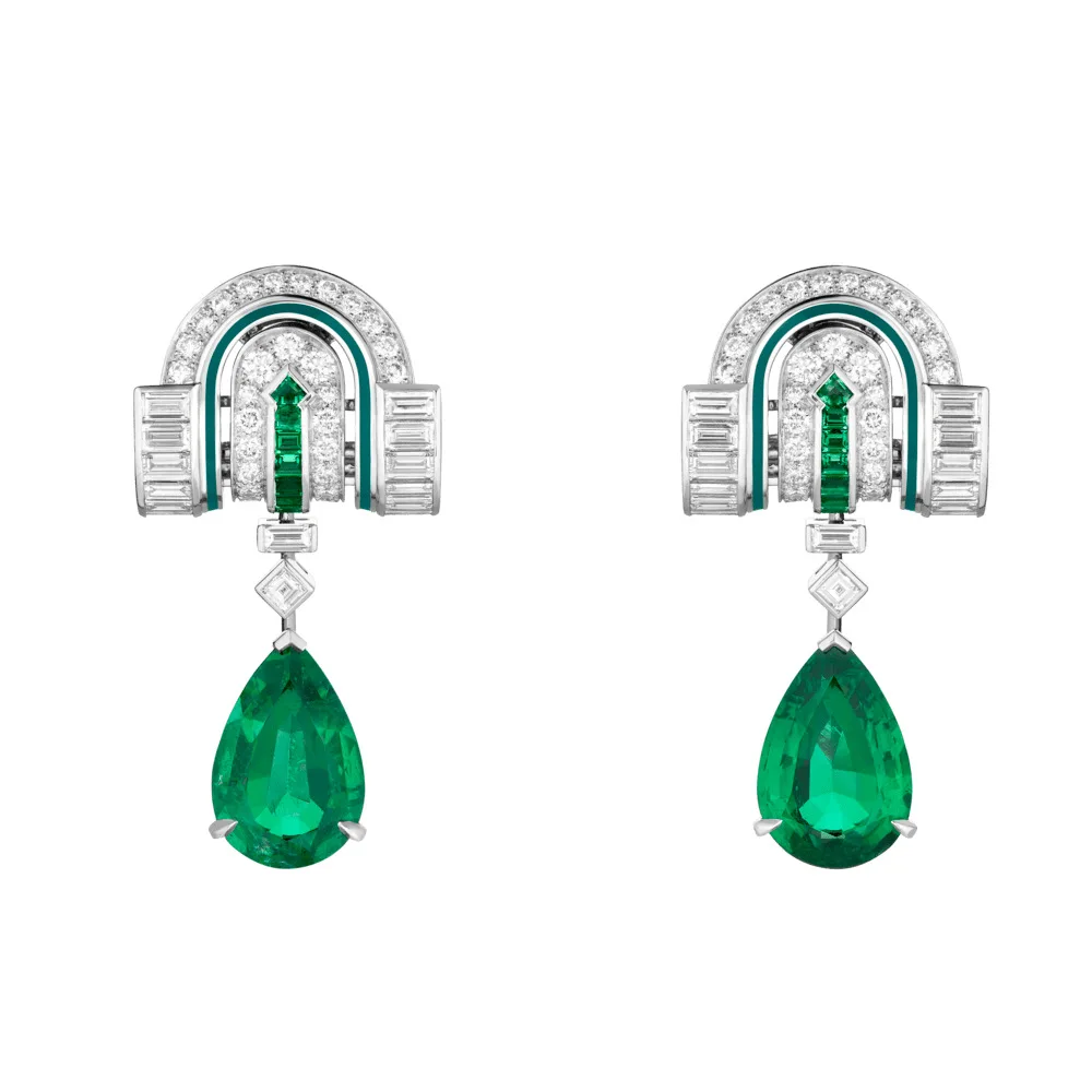 Art Deco Artificial Pear Emerald Drop Earrings Vintage 925 Sterling Silver Statement Fine Jewelry Women's Anniversary Party Gift